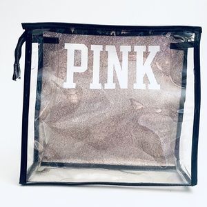 Victorias Secret clear gold makeup bag